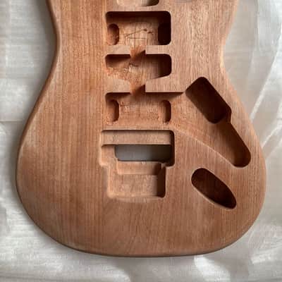 Mahogany Wood HSH Guitar Strat Style Body, with Double Locking Bridge Routing image 3
