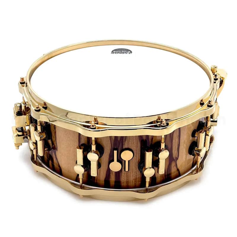 Sonor SQ2 Heavy Beech Snare Drum 14x6 African Marble Gloss w/Gold Hardware image 1