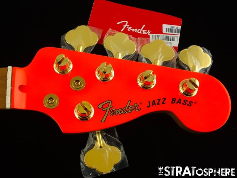 Fender MonoNeon Jazz J BASS V 5 String NECK + 5 GOLD TUNERS Roasted Maple image 1
