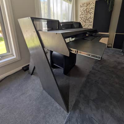 De-Fi Platform Studio Production Desk + Sidecar Rack / Shelf / Cupboard. 2021 - Driftwood Grey image 4