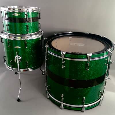 C&C Custom Drums Green Glass Glitter USA Order Made Drum Set Rock Kit CC Cardwell & Cardwell CC Maple Shells 12/14/22 image 24
