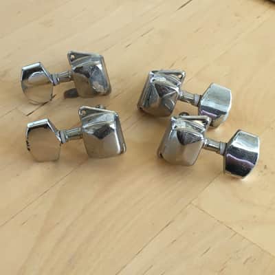 Lot Of 4 Import Electric Acoustic Guitar Chrome Tuners Korea MIJ? Slanted Cases image 1