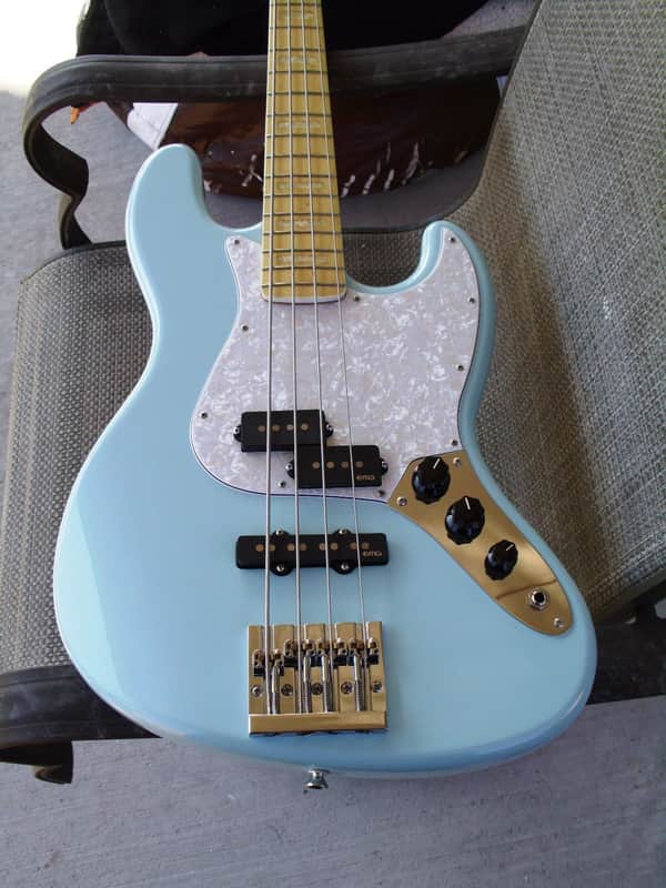 warmoth pj jazz 2017 Sonic Blue EMG Geezer Butler pickups hipshot kickass bridge image 1