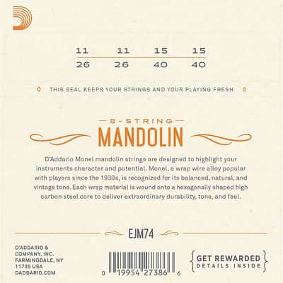 D'Addario Mandolin Strings Loop End Monel EJM74 11-40 image 2
