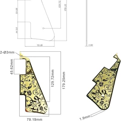 Stainless Steel Pick Guard Scratch Plate 2-Hole Mount Engraved Metal Electric Guitar Pickguard Replacement Parts(Gold) image 2