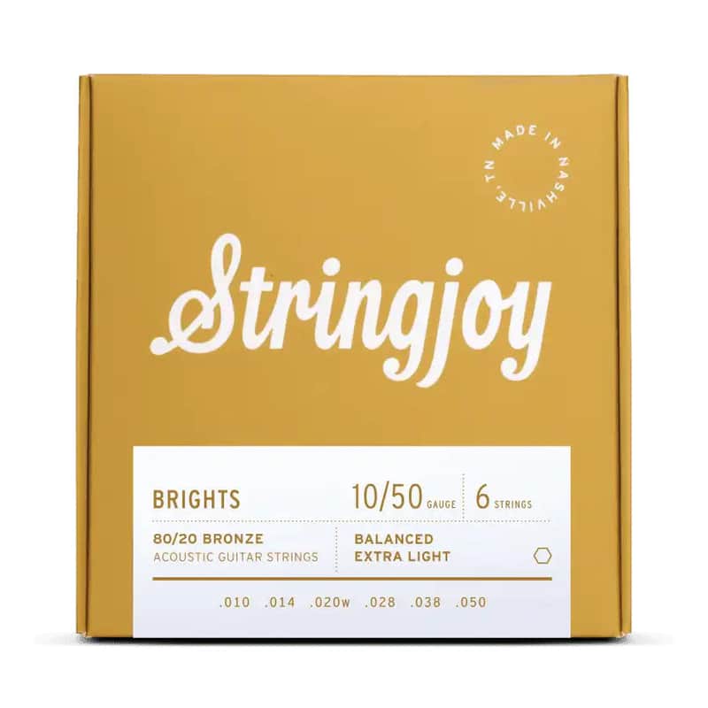 Stringjoy Brights 80/20 Bronze Acoustic Guitar Strings - 10-50 Extra Light Gauge image 1