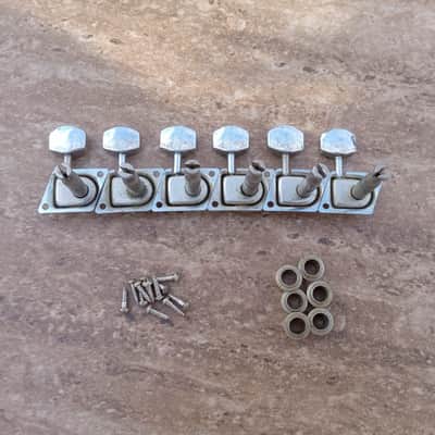 Set of Vintage Late 1960's Fender "F" LEFT-HANDED Guitar Tuners w/ Ferrules, Screws! Original Stratocaster, Telecaster Parts! image 5