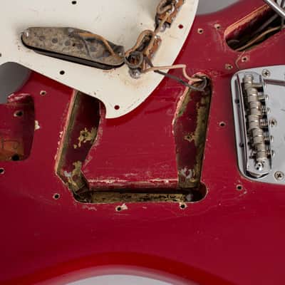Fender  Mustang Solid Body Electric Guitar (1966), ser. #128090, original grey hard shell case. image 18