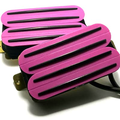Dragonfire Quad Rail Humbuckers, Hot Overwound 23K Rails Pickup Set ~ Pink with Black Rails image 3
