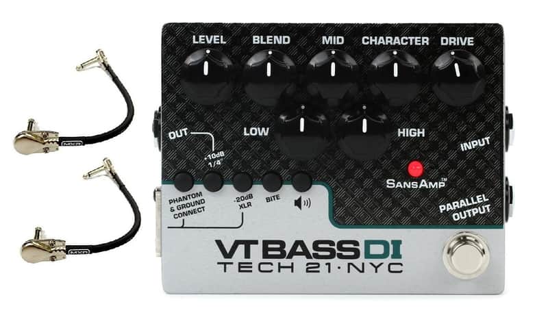 Tech 21 NYC SansAmp VT Bass DI Pre-amp Pedal 100% Analog Circuitry Direct Box ( 2 MXR PATCH CABLES ) image 1