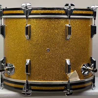 Rogers 20/12/16" Cleveland-Era Holiday Drum Set - VIDEO Gold Sparkle "Headliner" Outfit w/ 5x14" Powertone image 9
