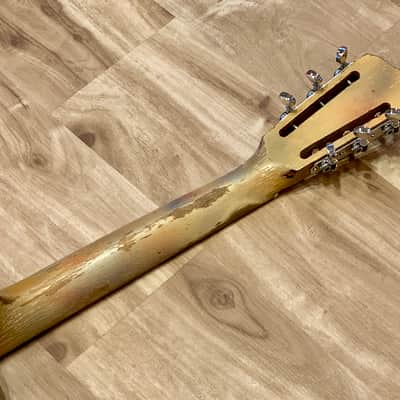 National Triolian "Anemone Bouquet" 1928 Yellow, very early wood body Tricone resonator guitar. image 16