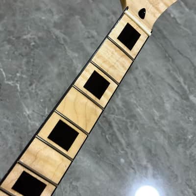 22 frets Gloss Flame Maple Electric Guitar Neck parts Maple Block Inlay Binding image 1