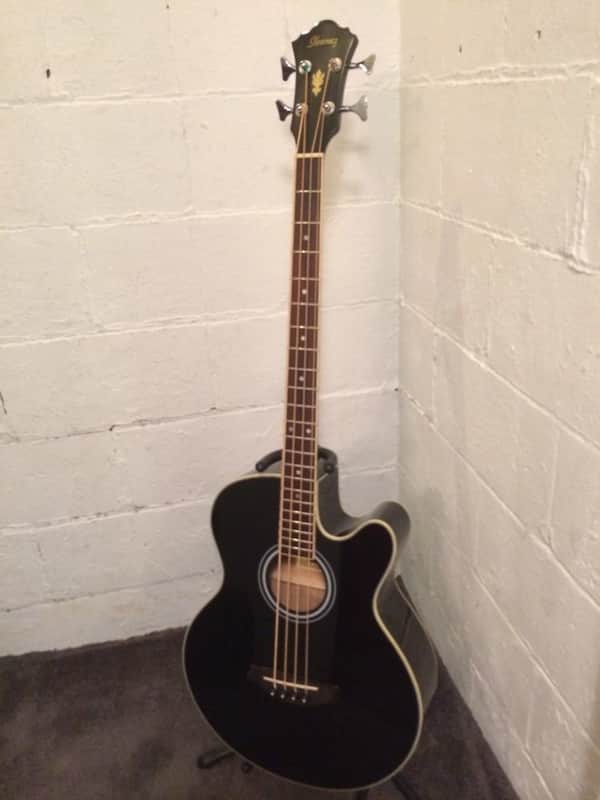 Ibanez AEB5E Black Acoustic Electric Bass Guitar built in tuner, pre amp, EQ image 1