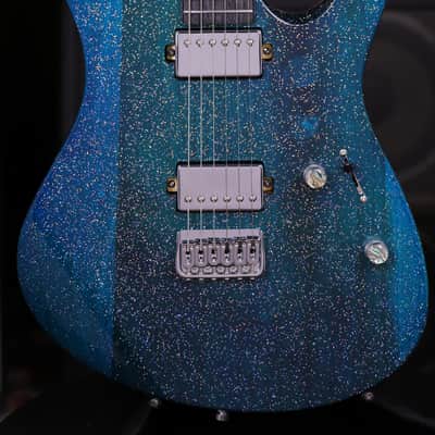 Dhatarattha HH Strat-Style Hardtail – Blue/Teal Swirl Sparkle image 3