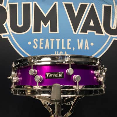 Russ McKinnon's, Tower of Power, Trick 14x4" Aluminum Snare Drum, Upgraded Throw-Off - Purple, 1989. Signed! image 1