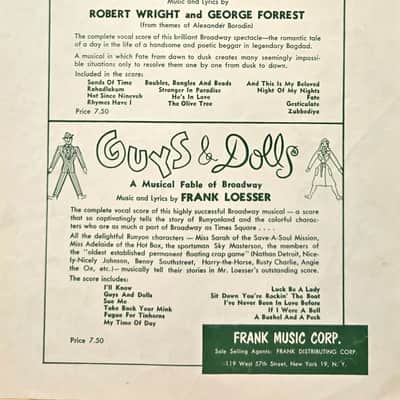 (USED/VINTAGE Sheet Music) Standing on the Corner - The Most Happy Fella - Piano/Vocal image 3