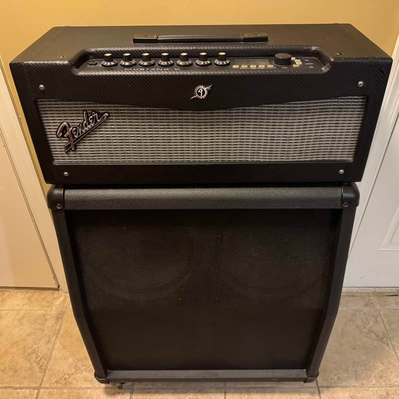 Fender Mustang V Amp Head 150W with SLM 4x12 Angled Cabinet 120w - Black image 1