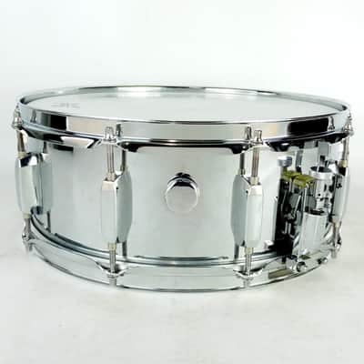 Pearl 5.5x14" Steel Shell Snare Drum 10-Lug Vintage 90s w Muffler Throw-Off/Butt image 2