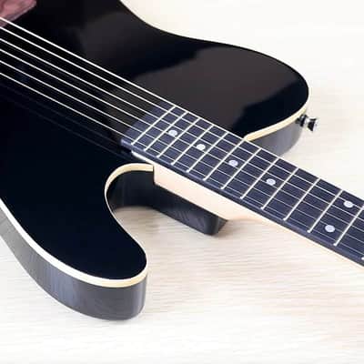 Black 39 Inch Silent Acoustic Electric Guitar, Spruce Top Body, Okoume Wood Neck, 22 Frets image 4
