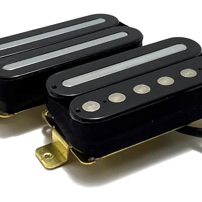 Thunder Rail Mixed HH Set, Thunder Bucker Bridge + Power Rail Neck Humbucker ~ Black with Chrome image 1