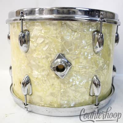 MIJ 13x9"Tom Drum White Marine Pearl WMP Vintage 60s Japan 3Ply+Rings Sling-Copy image 4