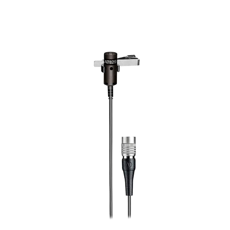 Audio-Technica AT829cW Cardioid Condenser Lavalier Microphone for UniPak, Black image 1