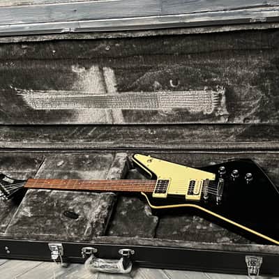 Used Hamer Explorer Standard MIK Electric Guitar with Case- Black and White image 8