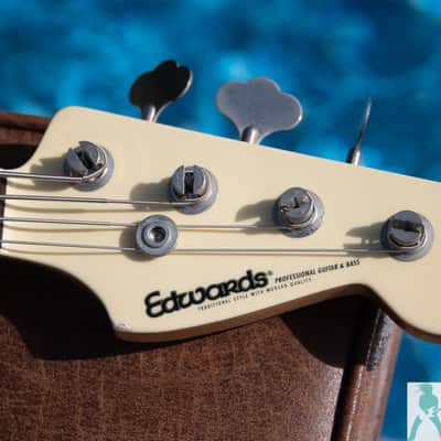 Edwards by ESP  E-JB-130ALR  - Vintage White - 70's Jazz Bass Style Reissue - Made in Japan - Pro Set Up w Perfect Frets/Action/Intonation! image 2