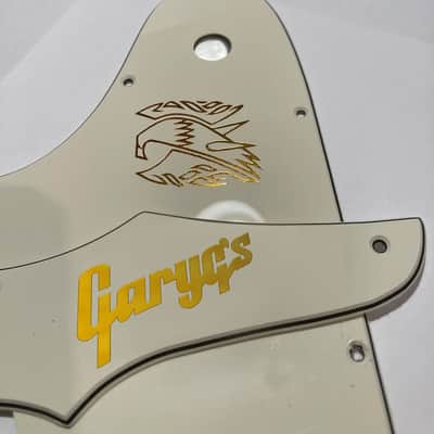 Parchment 3 Ply Pickguard & Truss Rod Cover Set for Epiphone Firebird w/ Gold Firebird & Logo Decals image 2