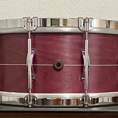 Black Swamp Percussion Dynamicx 6.5" X 14" 2024 RARE PURPLEHEART SOLID SHELL with STERLING SILVER INLAY Snare Natural Finish. Craviotto build quality. Brand new unplayed condition. image 4