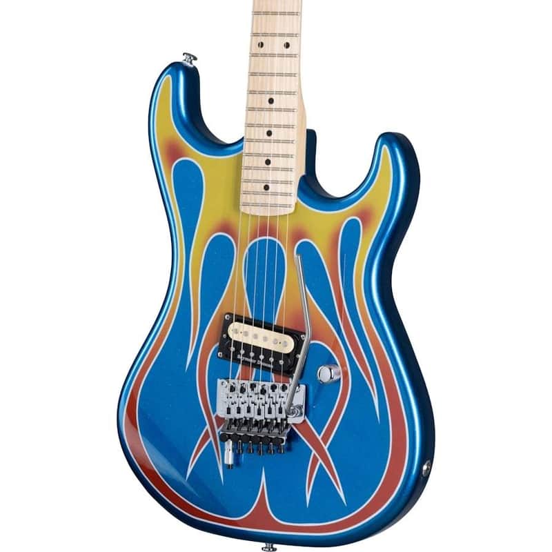 Kramer Baretta "Hot Rod" Blue Sparkle with Flames w/EVH D-Tuna image 1