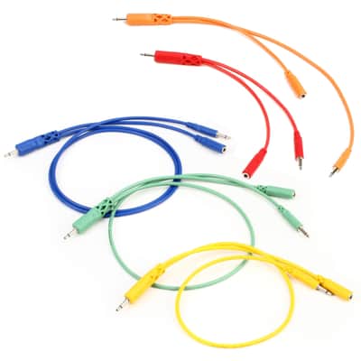 Hosa CMM-500Y-MIX 3.5mm TS Male to Same Hopscotch Patch Cable w/ TSF Pigtail - Various (5-Pack)