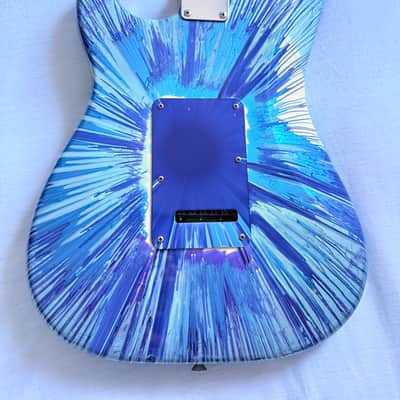 Fender FSR "Splattercaster" Standard Splatter Stratocaster with Rosewood Fretboard 2003 - 2004 - Violet, Daphne, Agave, Lake Placid, and Midnight Blue Swirl over Olympic White image 6