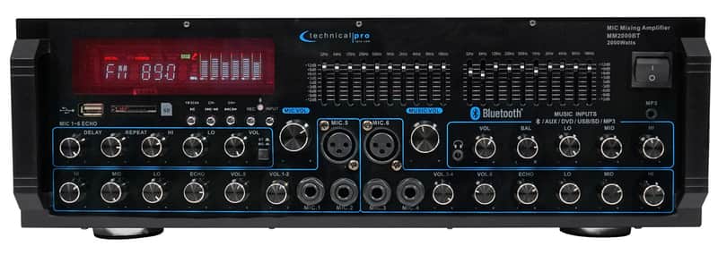 Technical Pro MM2000BT Powered Bluetooth Karaoke Mixer Amplifier Amp SD, USB image 1
