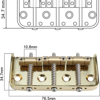 Gold Vintage Short Fixed Bridge with Brass Compensated 3-Saddle 54mm Guitar Bridge Compatible with Vintage Telecaster Tele Style Electric Guitar Replacement Parts image 2