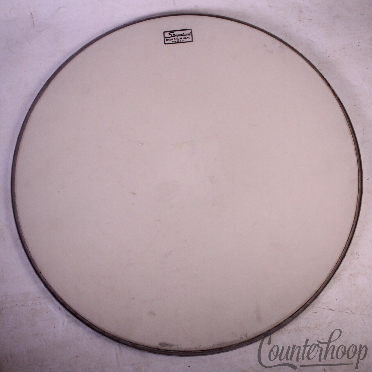 Slingerland 22" Bass Drum Head Opaque White Plastic Vintage 60s Batter/Resonant — main photograph