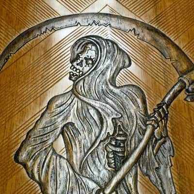 Blueberry Handmade Jumbo Size Acoustic Guitar Reaper Motif image 6