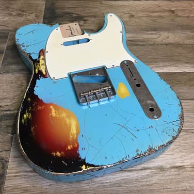 Made to Order - FRANCHIN Mars guitar body Relic Aged 100% Nitro Lacquer COLOR OVER COLOR (Butterscotch/ Sunburst/ Black/ White/ Blue/ Green/ Yellow/ Red/ Pink/ Burgundy/ Purple/ Gold/ Silver, etc.) Basswood Poplar Telecaster-Tele-T-Style Made in Italy image 4