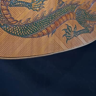 Blueberry Handmade Baritone Acoustic Guitar Dragon Motif image 8