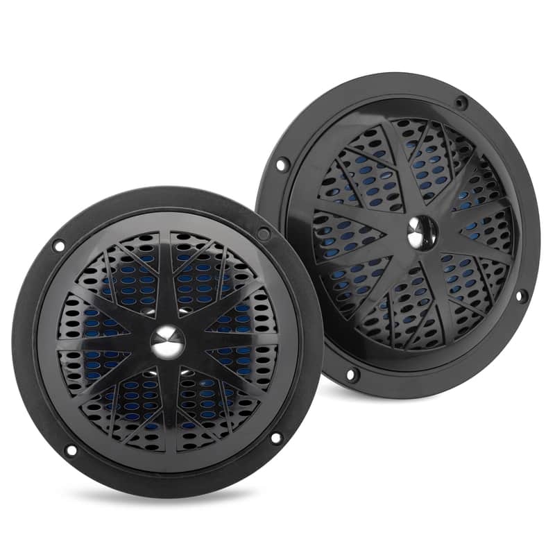 Pyle 5.25 Inch Dual Marine Speakers - 2 Way Waterproof and Weather Resistant Outdoor Audio Stereo Sound System with 100 Watt Power, Polypropylene Cone and Cloth Surround - 1 Pair - PLMR51B (Black) image 1
