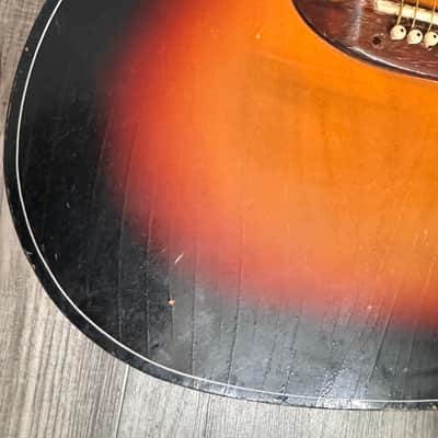 Vintage Tiesco Checkmate Guitar 1970 Sunburst 6 String Classical Flattop image 2