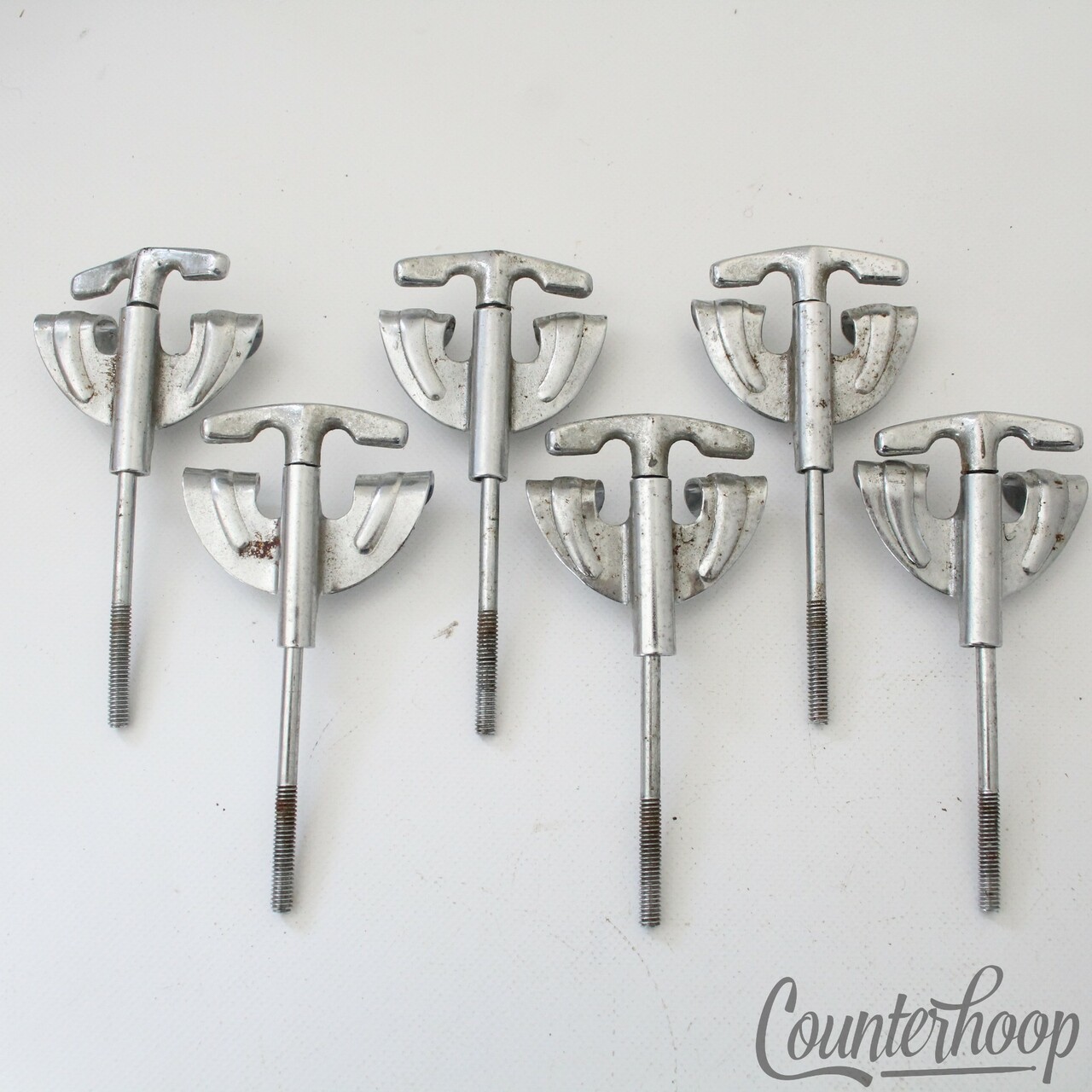 Pearl 6x Bow-Tie 4 1/8"Bass Drum Tension T-Rods+Claws Japan Vintage 70s Chrome* — main photograph