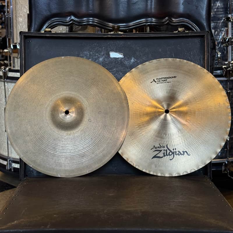 USED Zildjian 14" Split Era A. Zildjian Hi-Hats - 60's Top/ 00's Mastersound Bottom - 744/1520g image 1