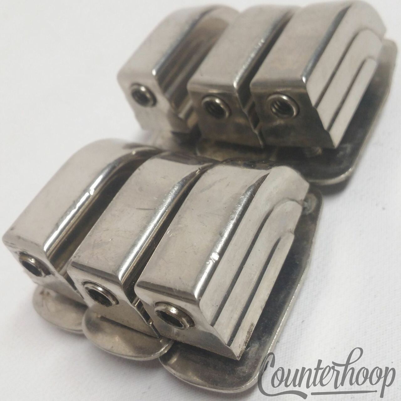 Leedy 6x Beavertail Tom/Snare Drum Lugs Nickel Elkhart USA 40s-50s Metal Washer — main photograph