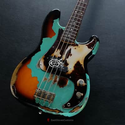 Fender Standard Pricision Bass Seafoam Green on Sunburst Heavy Relic Aged (RARE) image 3
