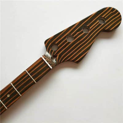 Zebra Wood 4 String Precision P Bass Style Neck, 20 Frets Fingerboard image 4