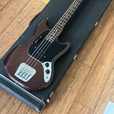 1975 Fender Mustang Bass & hard case - Transparent Walnut - Clean! image 17