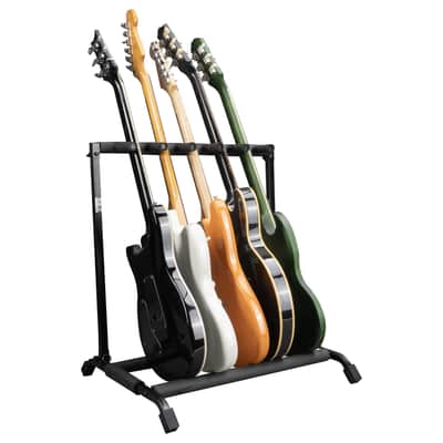 Rok-It Multi Guitar Stand Rack with Folding Design; Holds up to 5 Electric or Acoustic Guitars image 1