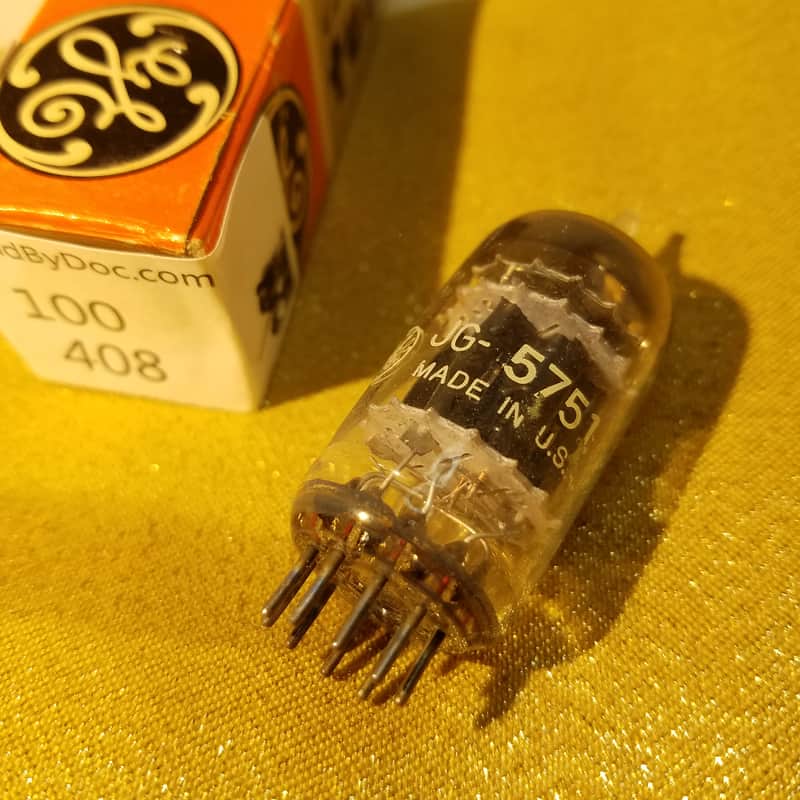 G.E. 5751 black plate triple mica AT1000 TESTED Vacuum Tube dual triode 1954-1959 image 1